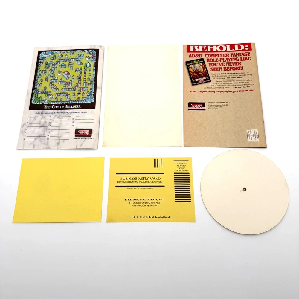 Advanced Dungeons & Dragons: Hillsfar PC IBM Vintage SSI Game Big Box Wheel
